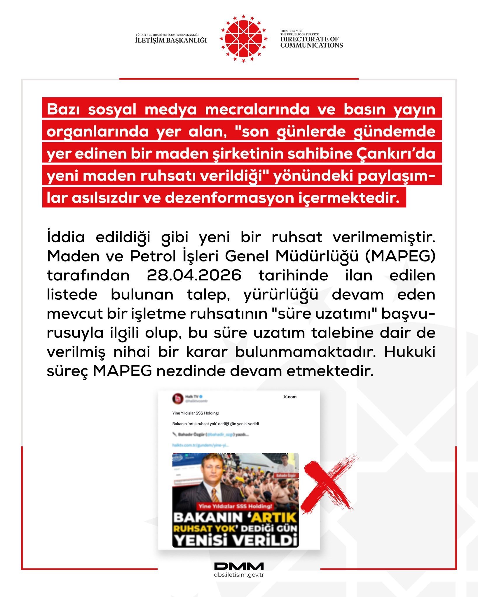 Dezenformasyonla Mücadele Merkezi’nden (DMM) Kritik