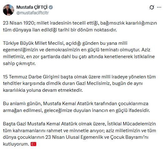 İçişleri Bakanı Mustafa Çiftçi, 23