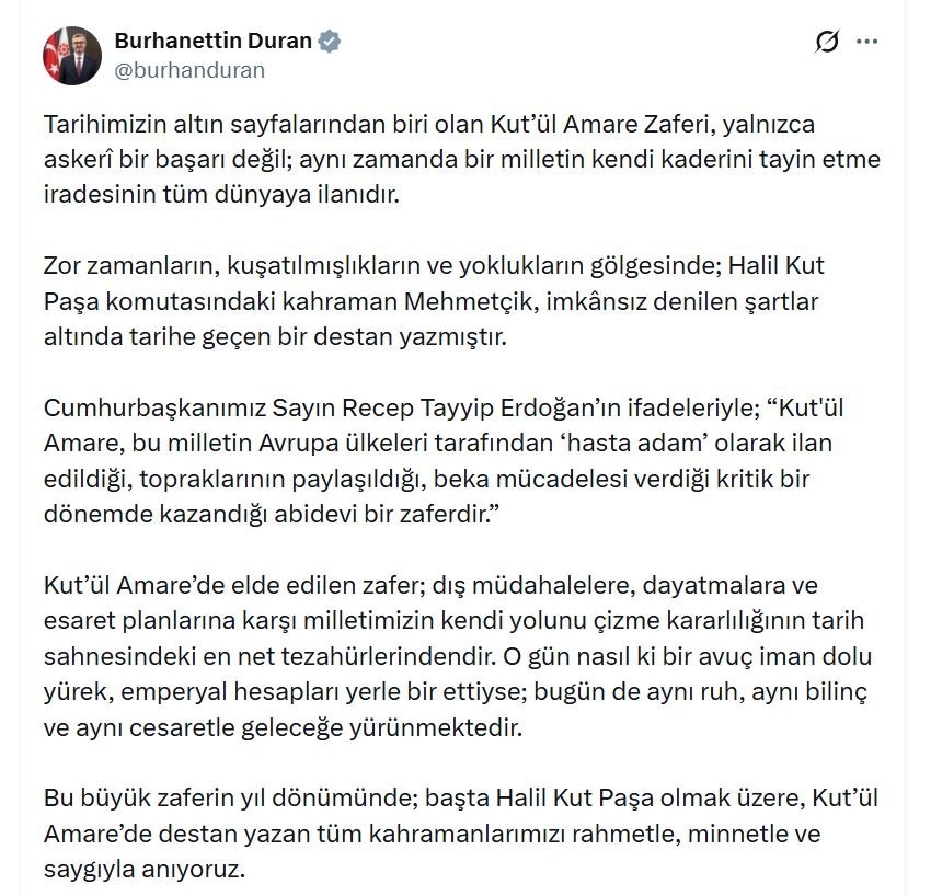 İletişim Başkanı Burhanettin Duran, Kut'ül