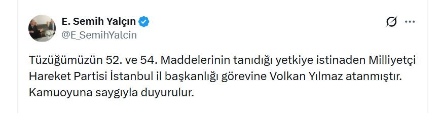 MHP, İstanbul İl Teşkilatı'nı feshetti.