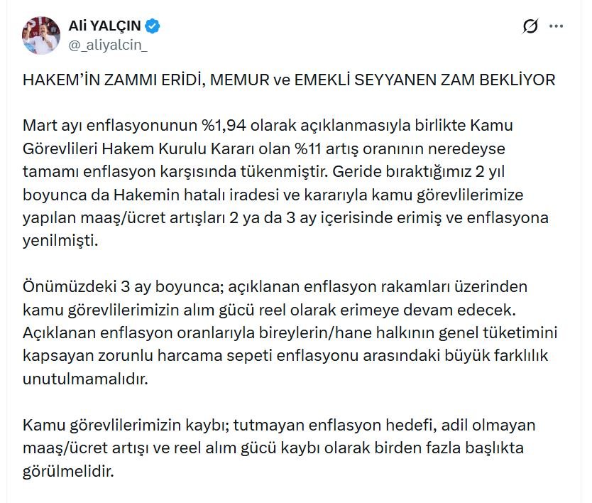 Memur-Sen Genel Başkanı Ali Yalçın,