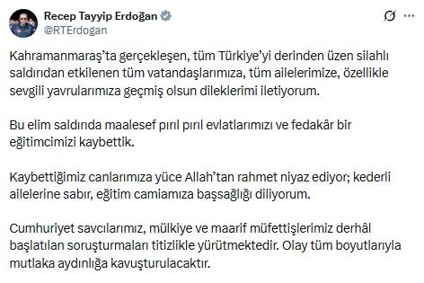 Cumhurbaşkanı Recep Tayyip Erdoğan, Kahramanmaraş'taki