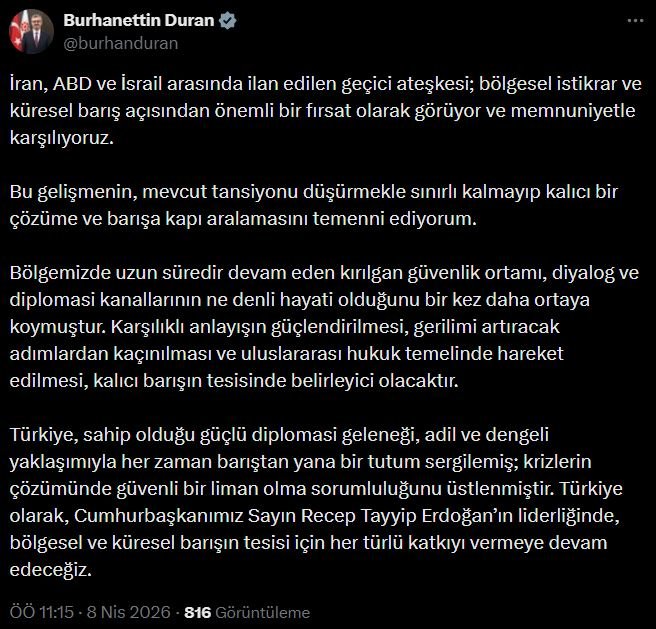 İletişim Başkanı Burhanettin Duran,