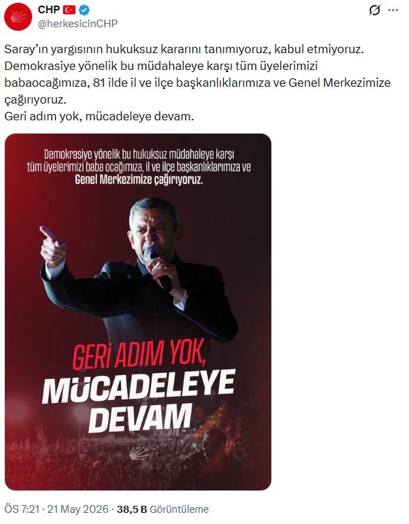 CHP, partinin 38. Olağan Kurultayı