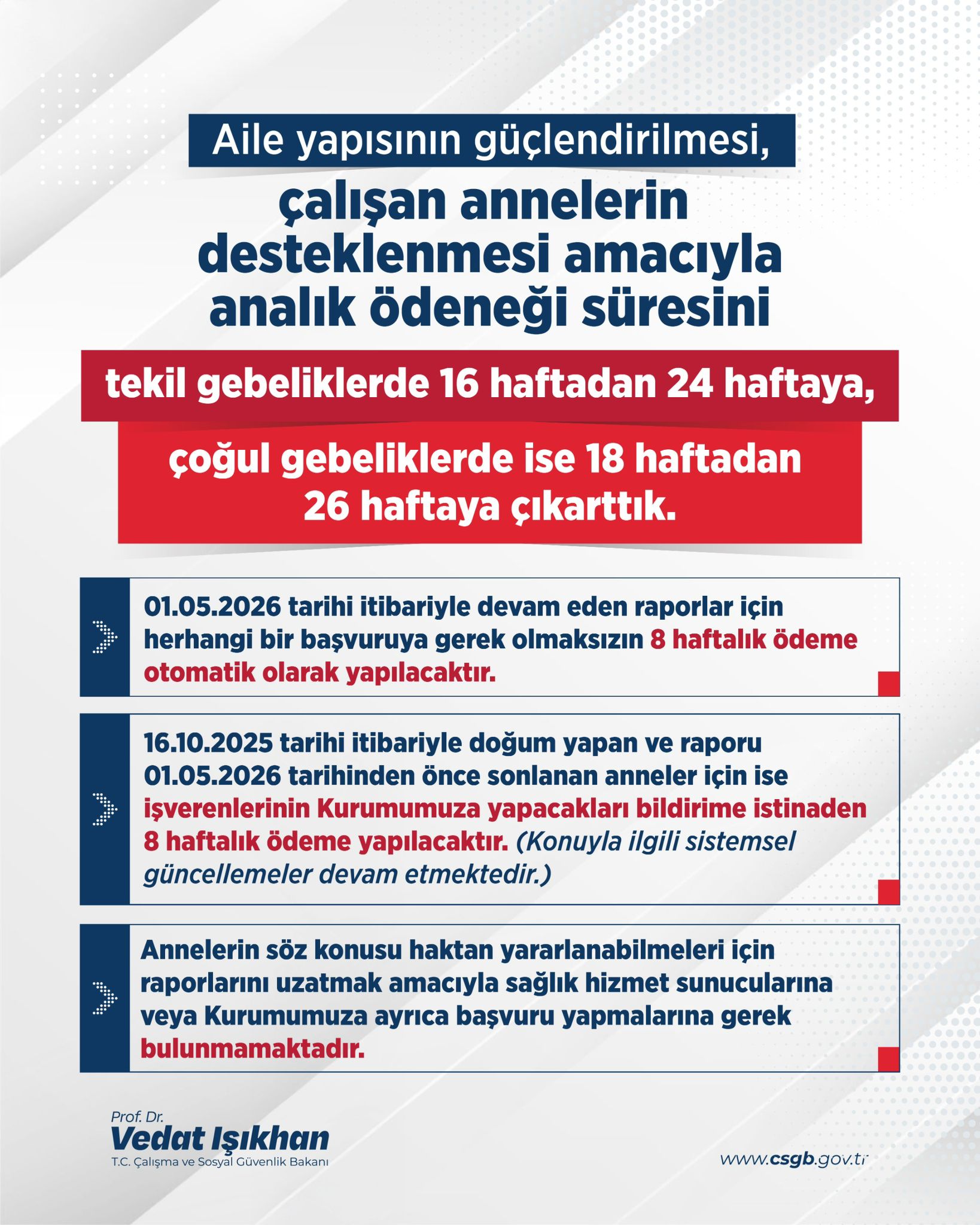 SGK, çalışan anneler için analık