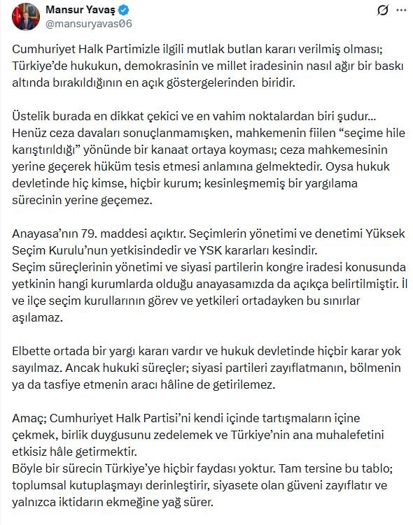 Mansur Yavaş, CHP kurultay davasında