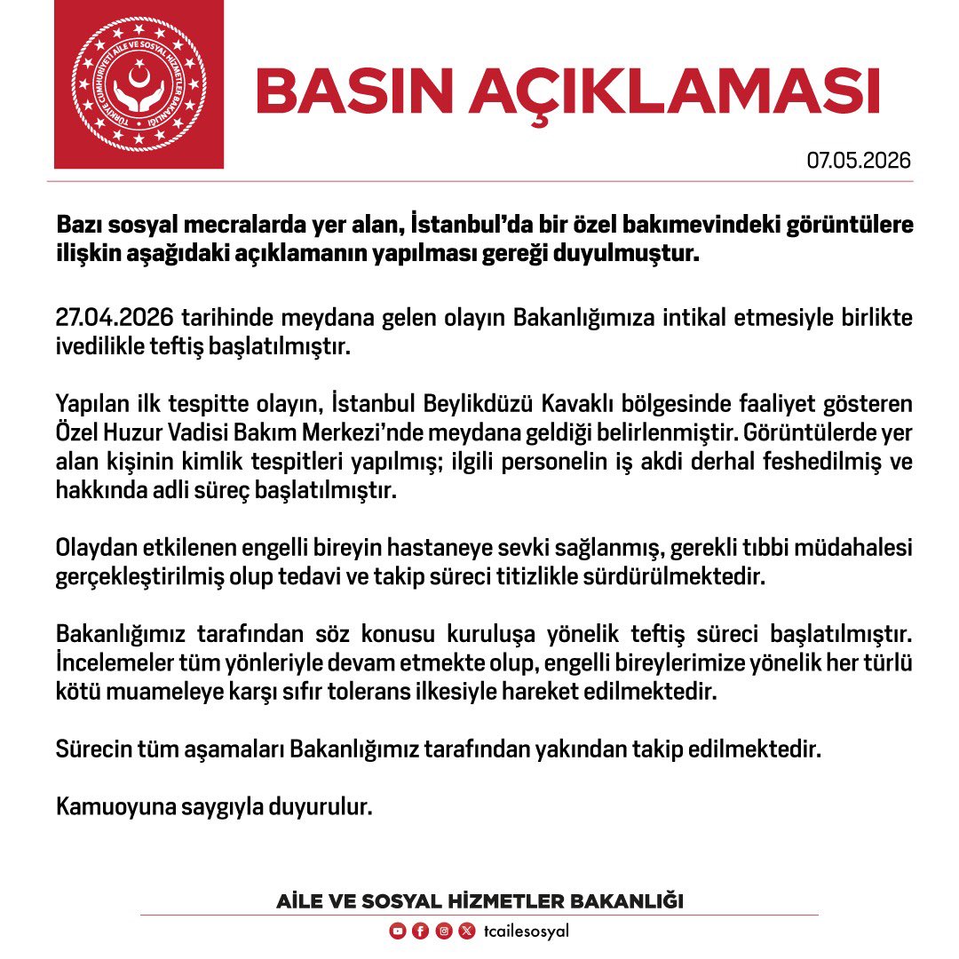 Aile ve Sosyal Hizmetler Bakanlığı,