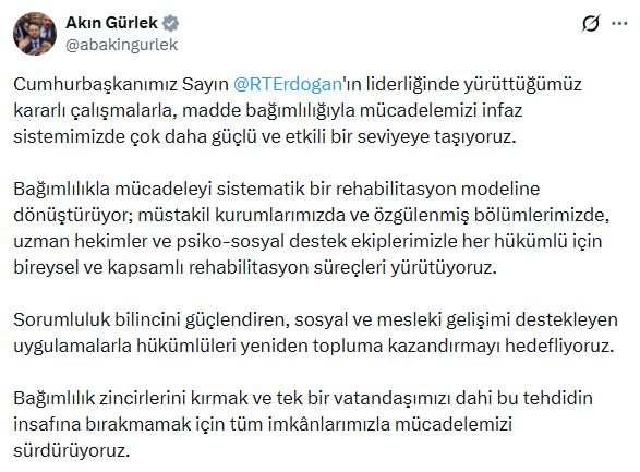 Adalet Bakanı Akın Gürlek, ceza
