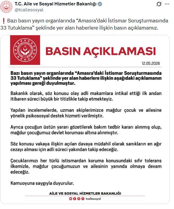 Aile ve Sosyal Hizmetler Bakanlığı,