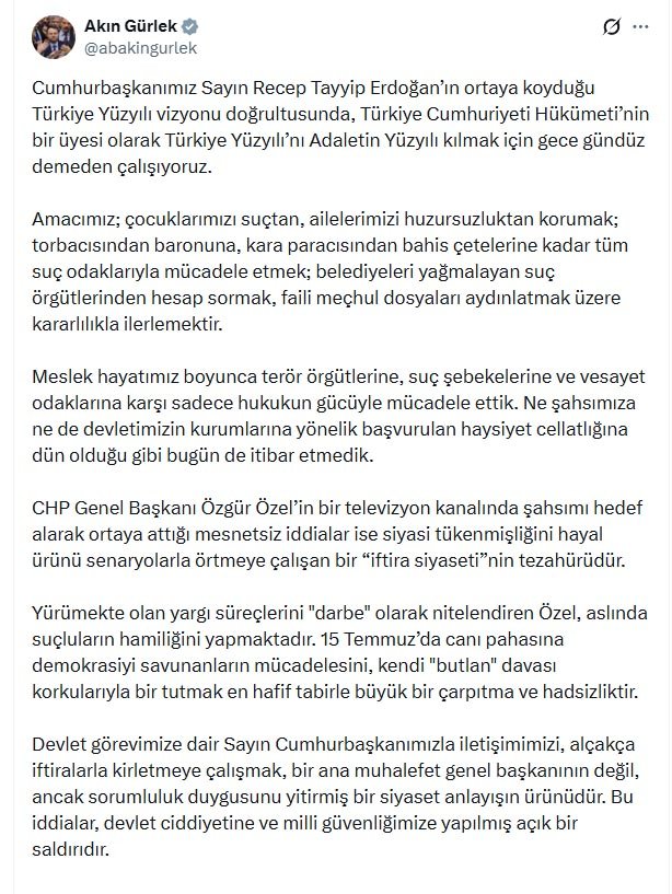 Adalet Bakanı Akın Gürlek, CHP