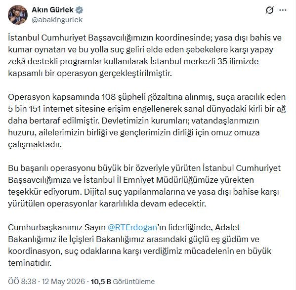 Adalet Bakanı Akın Gürlek, İstanbul