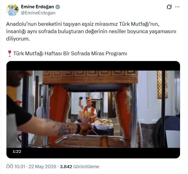 Emine Erdoğan, Türk Mutfağı Haftası
