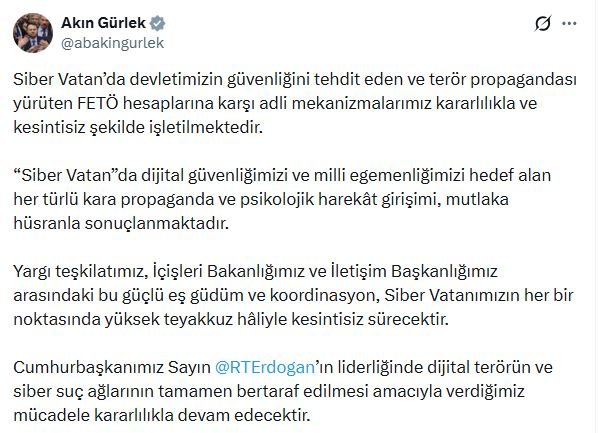 Adalet Bakanı Akın Gürlek, FETÖ