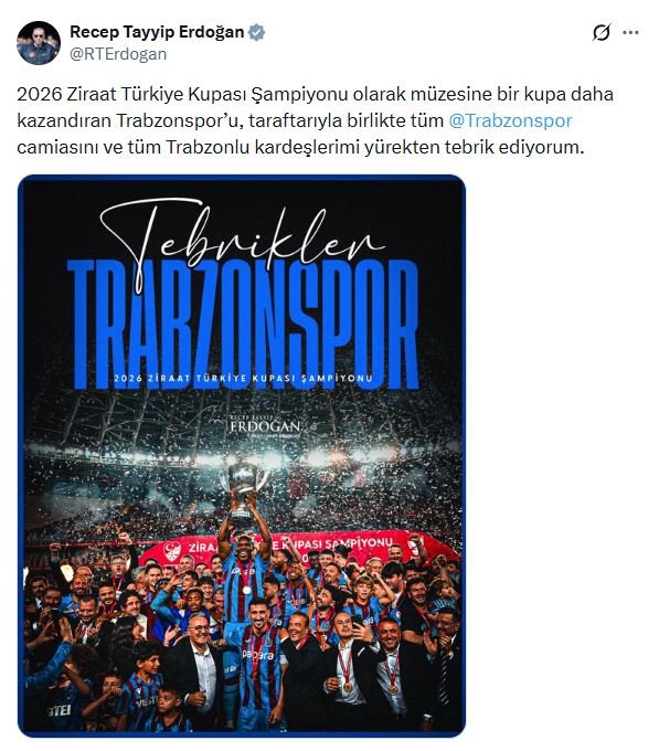 Cumhurbaşkanı Erdoğan, Ziraat Türkiye Kupası'nı