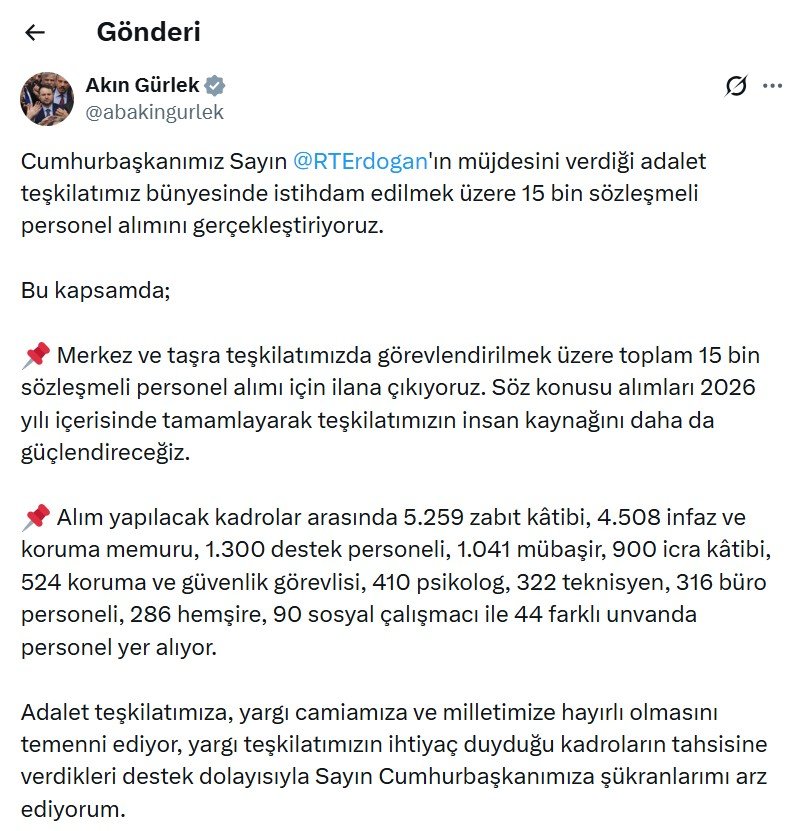 Adalet Bakanı Akın Gürlek,