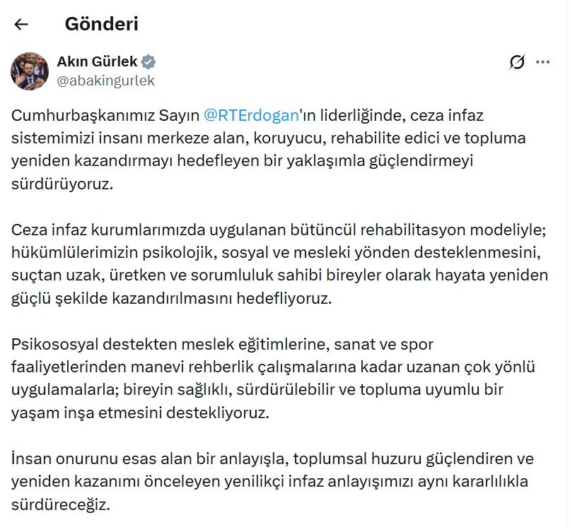 Adalet Bakanı Akın Gürlek, insan