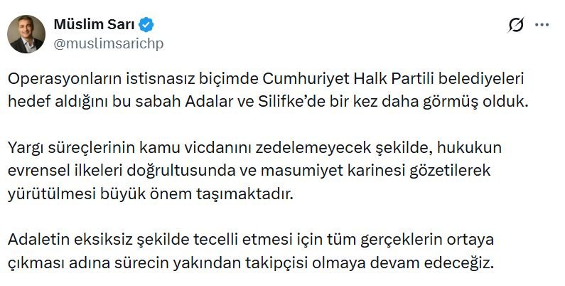CHP Sözcüsü Müslim Sarı, Adalar