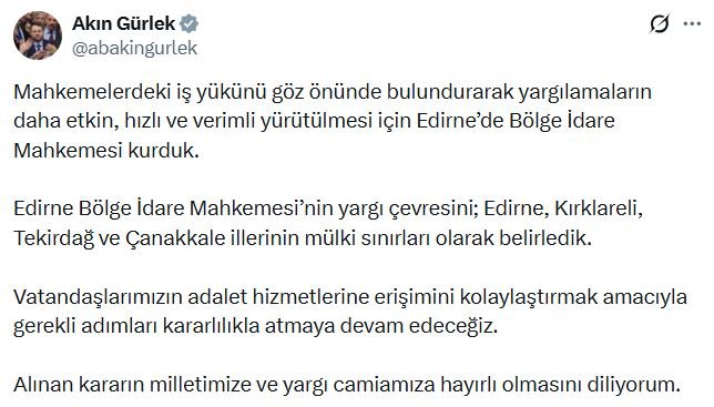 Adalet Bakanı Akın Gürlek, yargılamaların