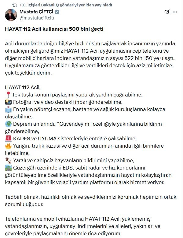 İçişleri Bakanı Mustafa Çiftçi, HAYAT