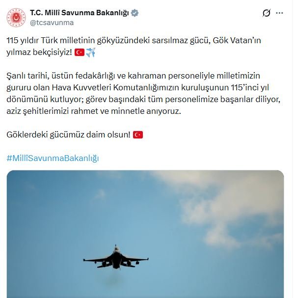 Milli Savunma Bakanlığı’ndan Hava Kuvvetleri’nin 115. Yılına Özel Anlamlı Klip