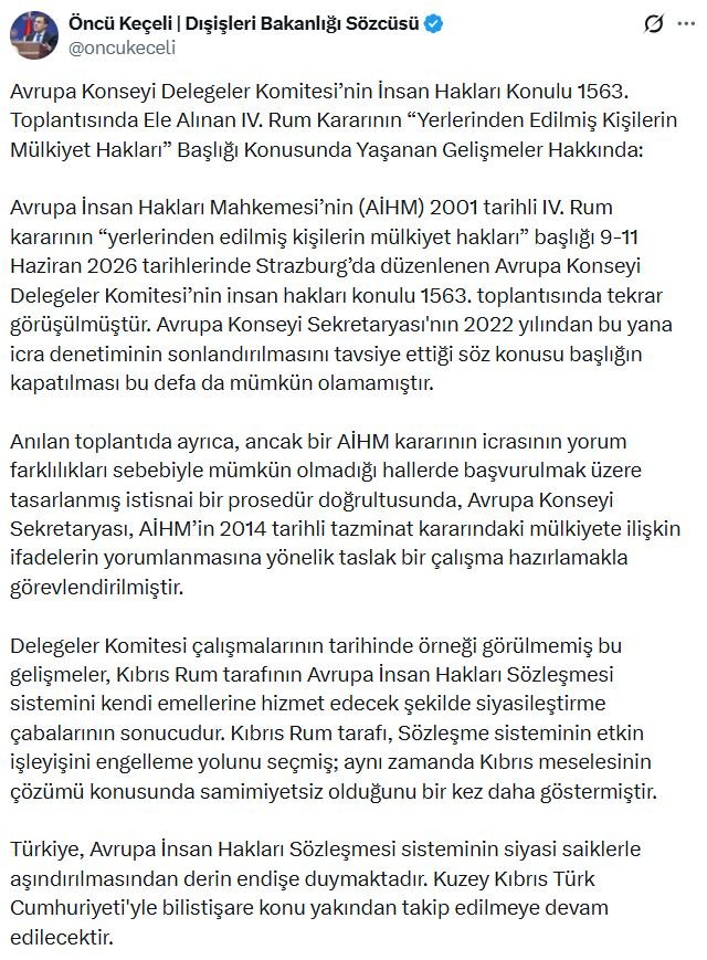 Dışişleri Bakanlığı Sözcüsü Öncü Keçeli,