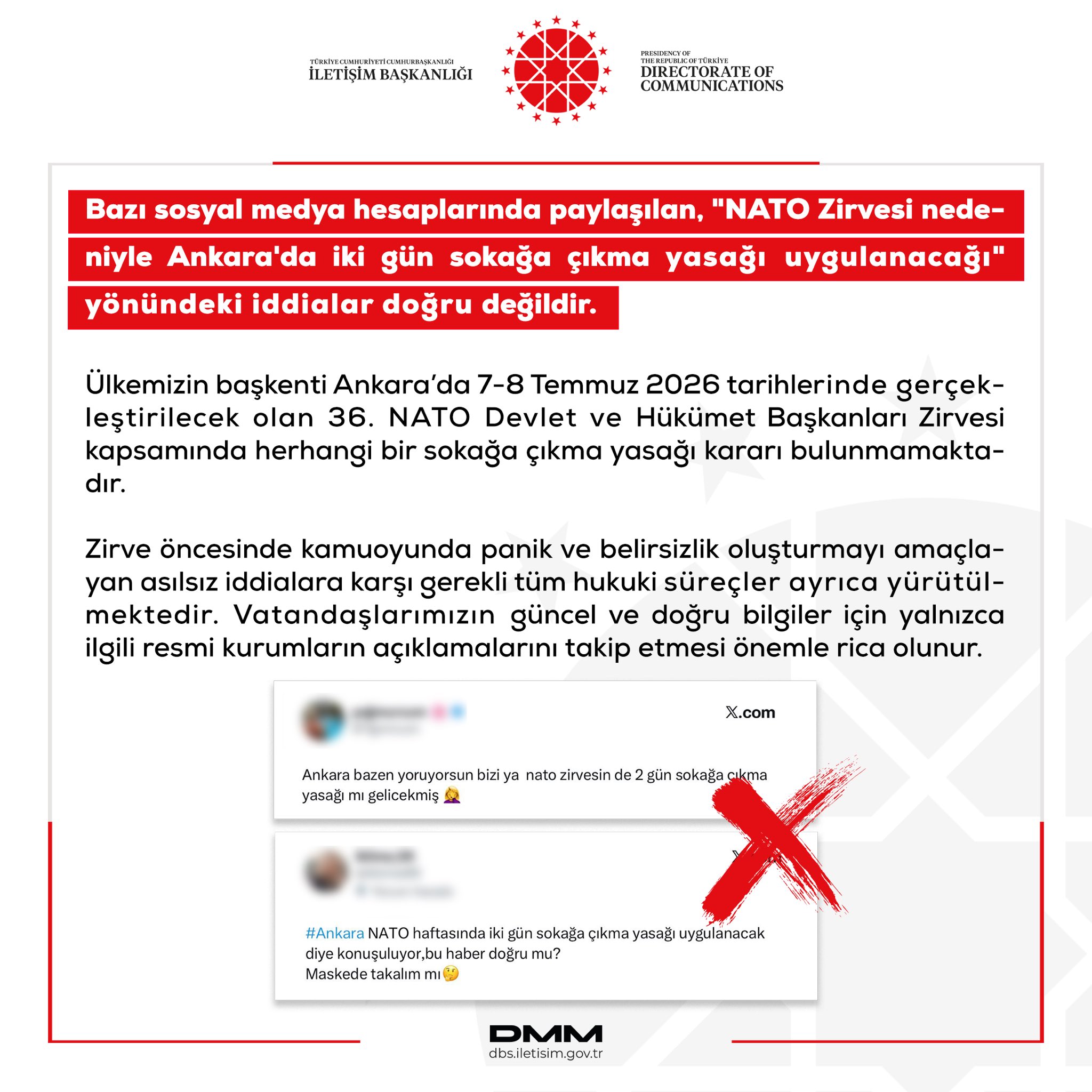 DMM, NATO Zirvesi nedeniyle Ankara'da