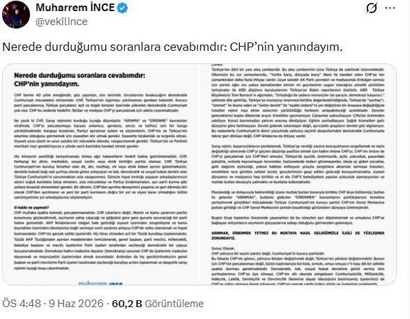 CHP'li Muharrem İnce, partisindeki krize