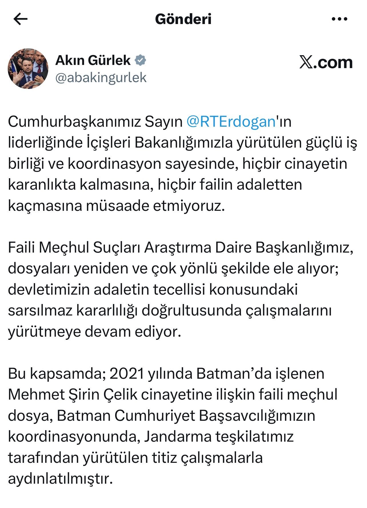 Adalet Bakanı Akın Gürlek, 2021