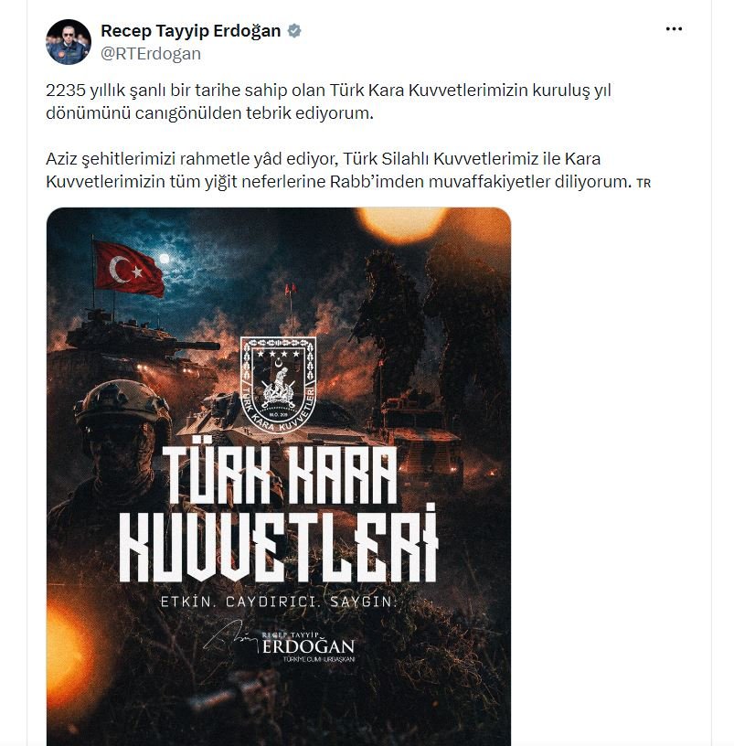 Cumhurbaşkanı Recep Tayyip Erdoğan, Kara