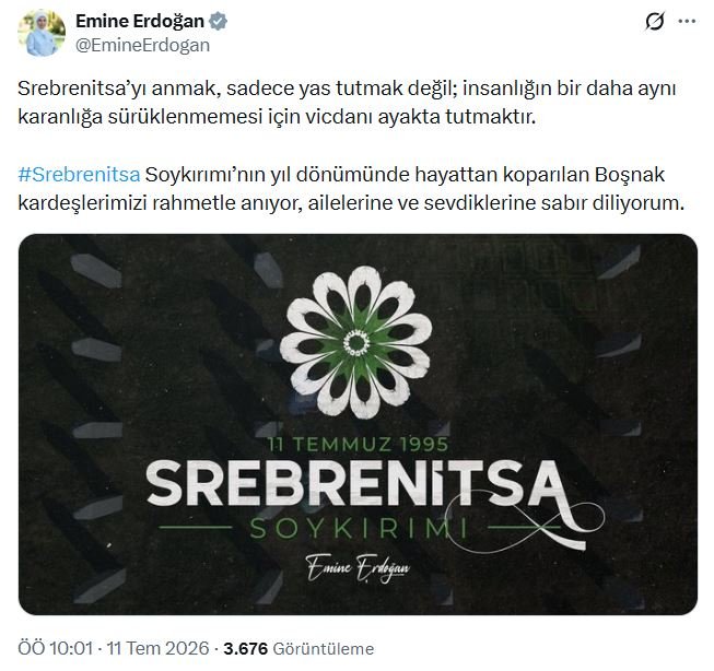 Emine Erdoğan, Srebrenitsa Soykırımı'nda hayatını