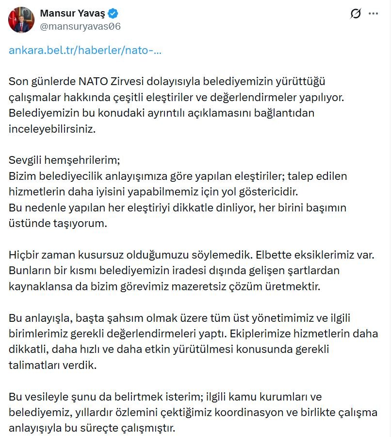 Ankara Büyükşehir Belediye Başkanı Mansur