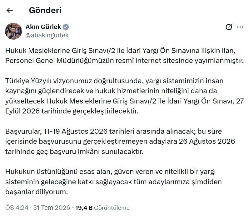 Adalet Bakanı Akın Gürlek, Hukuk