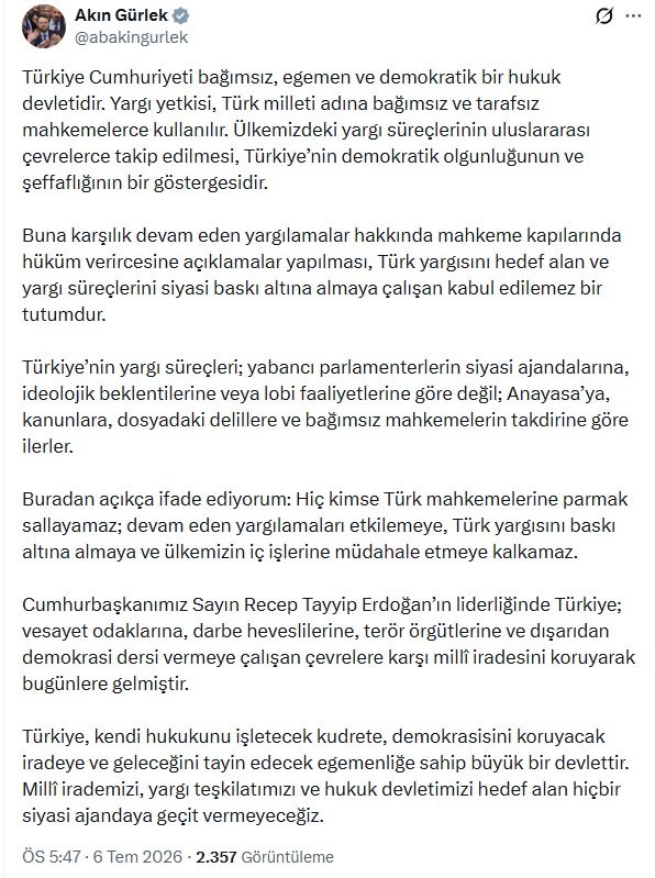 Adalet Bakanı Akın Gürlek, yabancı