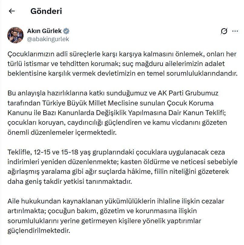 Adalet Bakanı Akın Gürlek, çocukları