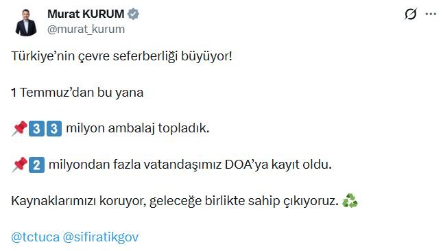 Çevre Bakanı Murat Kurum, DOA