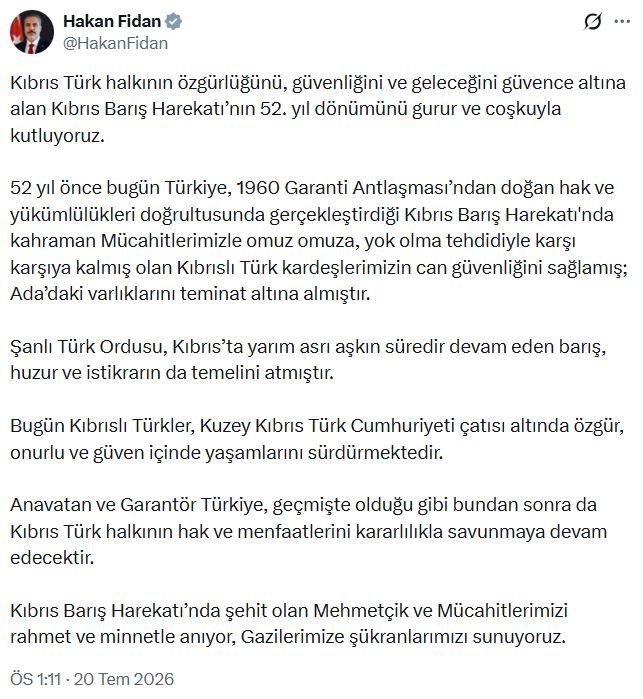 Dışişleri Bakanı Hakan Fidan, Kıbrıs