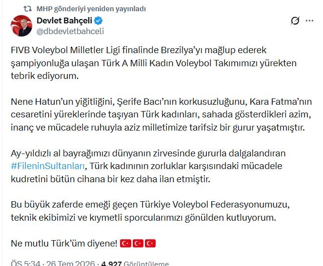 MHP Genel Başkanı Devlet Bahçeli,
