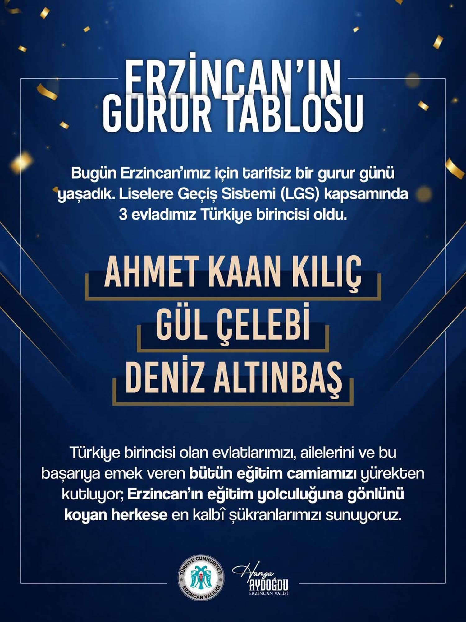 Erzincan'da LGS'de büyük başarı! 3