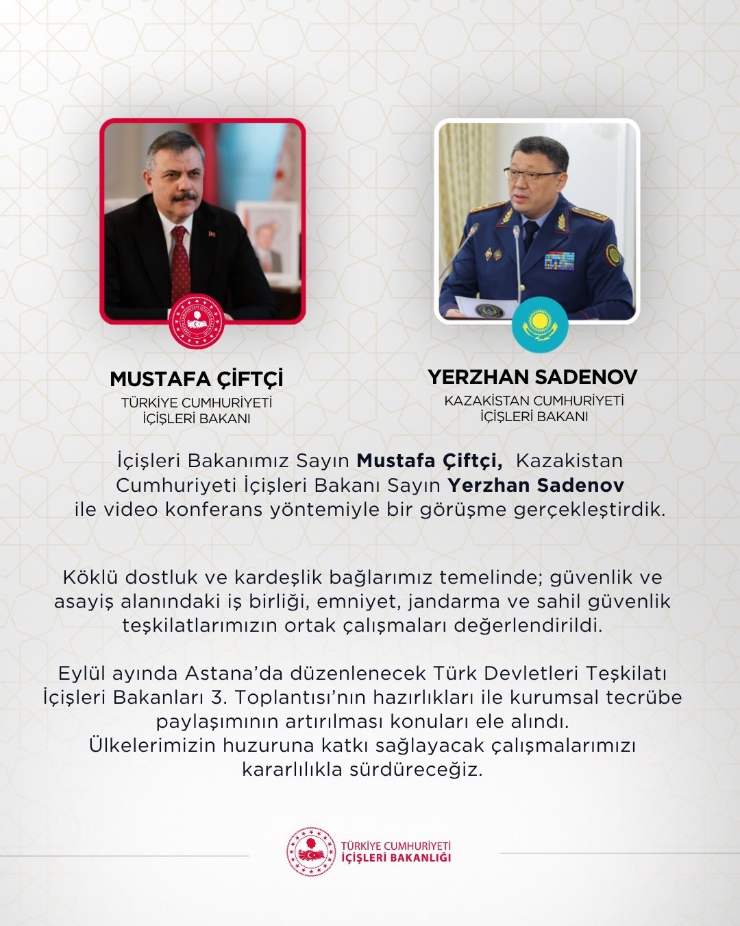 İçişleri Bakanı Mustafa Çiftçi, Kazakistan