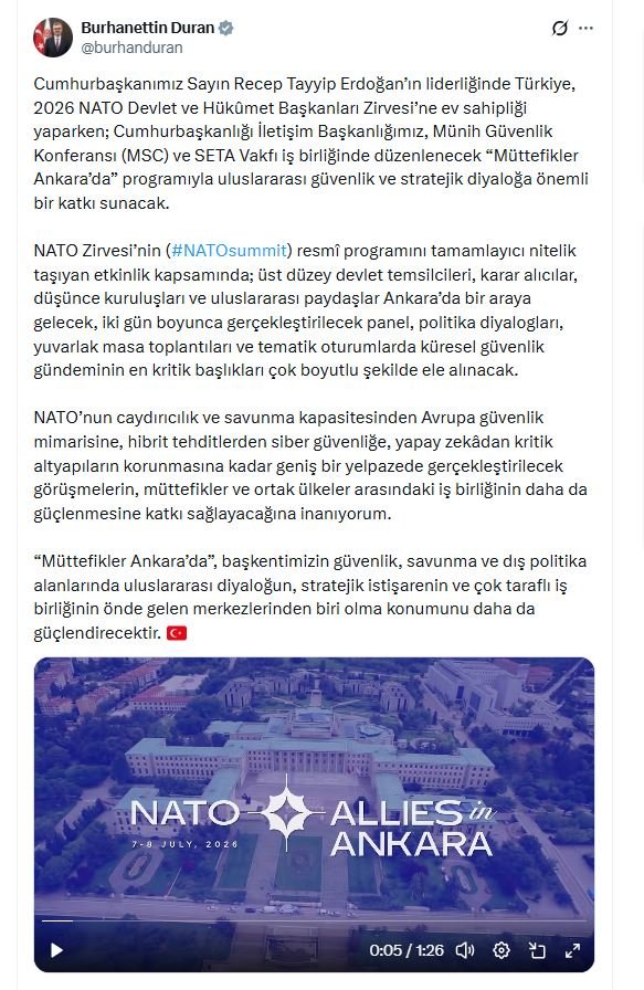 İletişim Başkanı Burhanettin Duran, Ankara’da