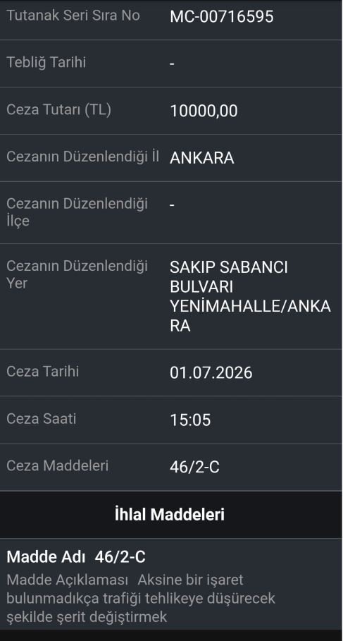 Ankara'da fahri müfettişin tutanağıyla kesilen