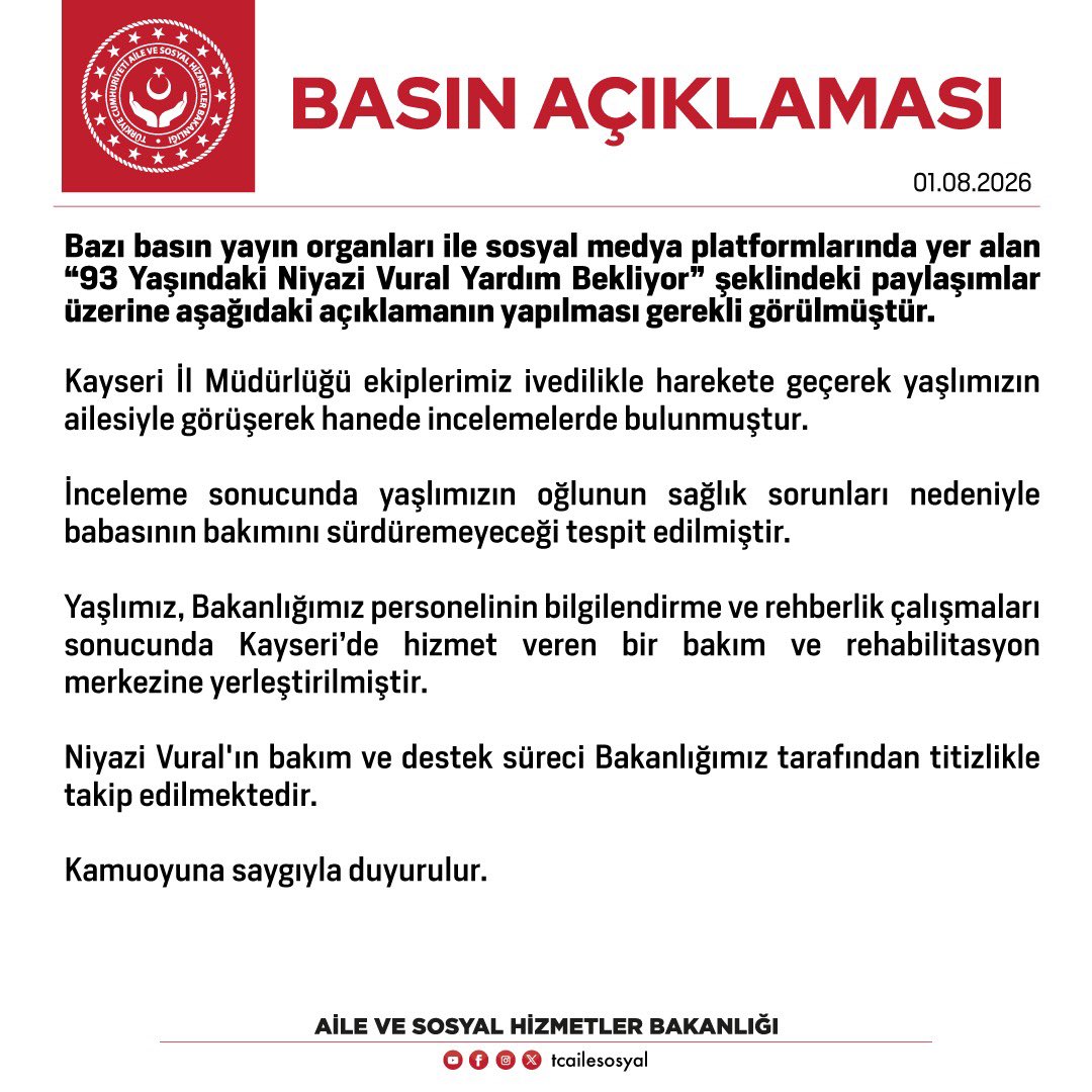 Aile ve Sosyal Hizmetler Bakanlığı,