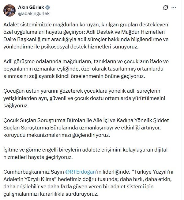 Adalet Bakanı Akın Gürlek, adalet