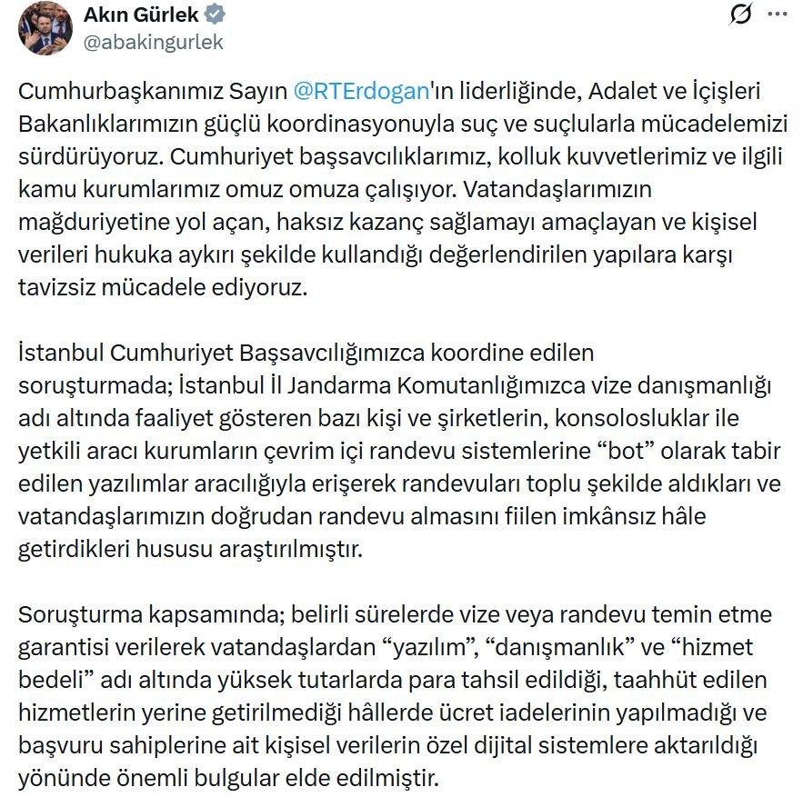 Adalet Bakanı Akın Gürlek,