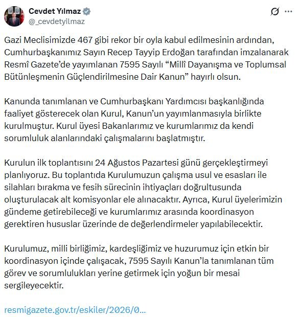 Cumhurbaşkanı Yardımcısı Cevdet Yılmaz, 'Terörsüz