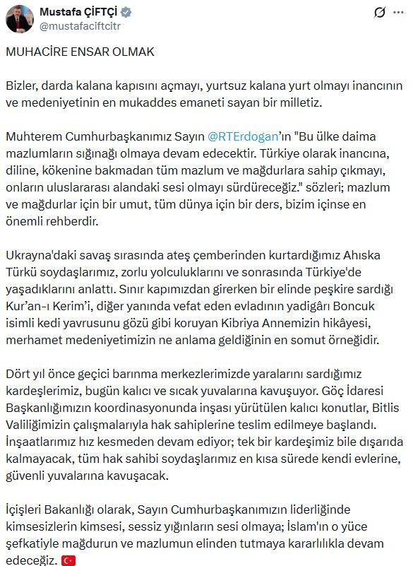 İçişleri Bakanı Mustafa Çiftçi,
