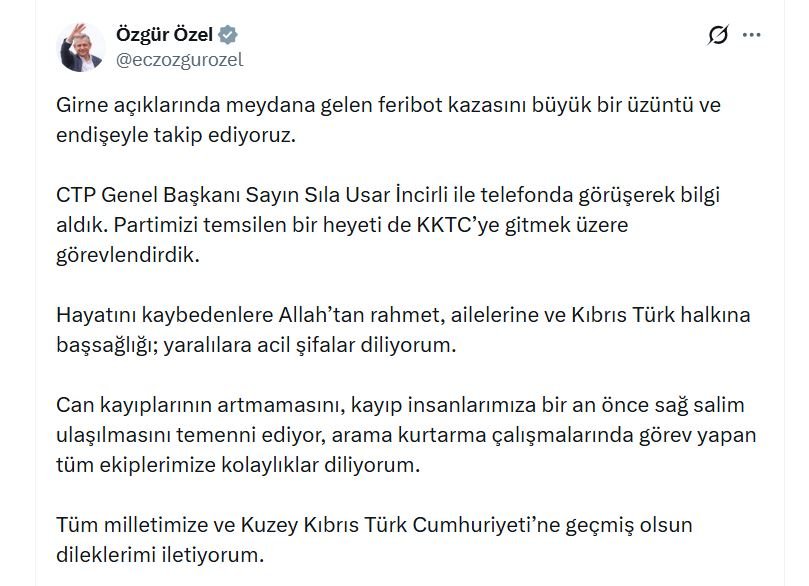 Özgür Özel, Girne'deki feribot kazası