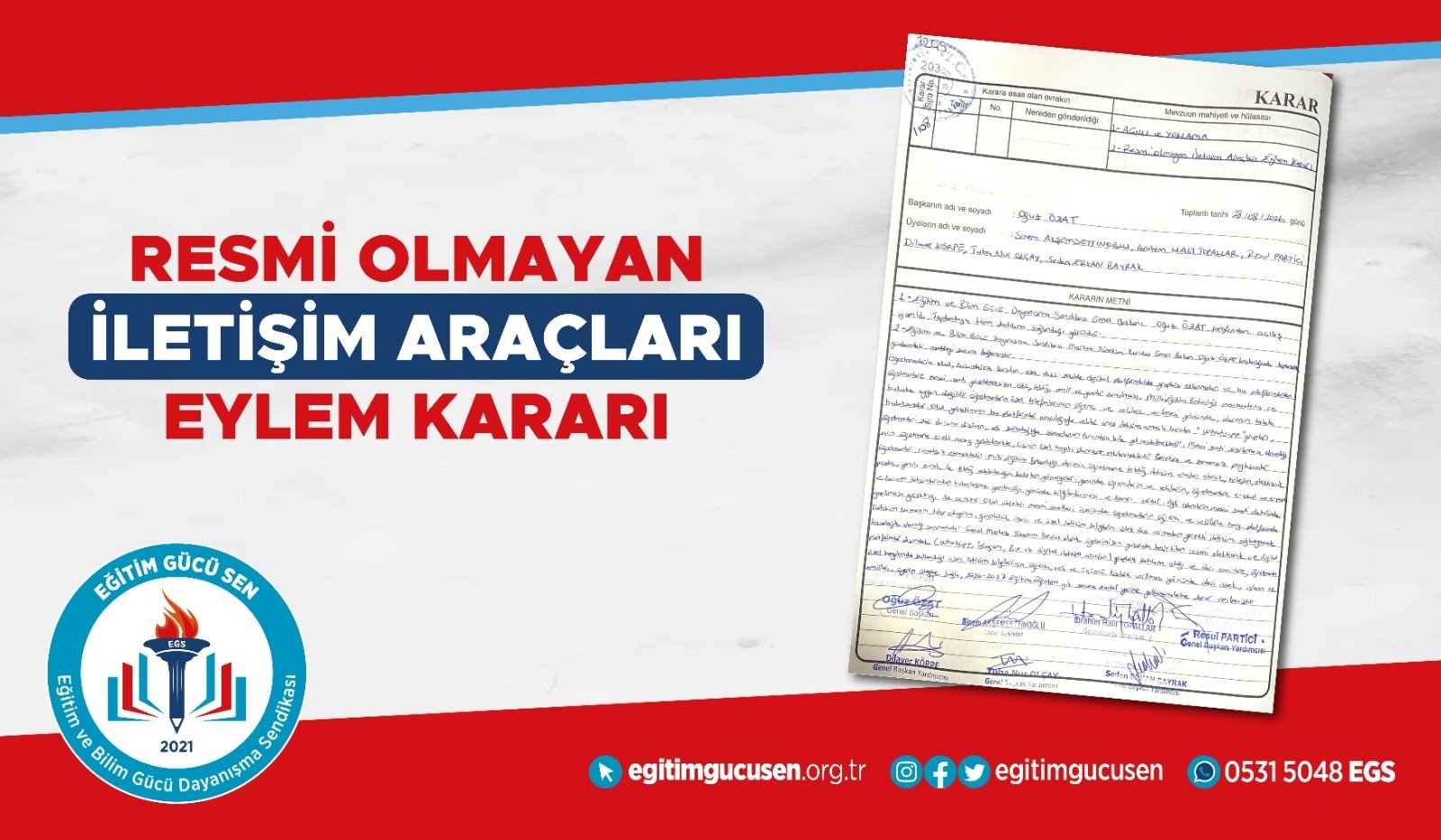 Eğitim Gücü Sen, öğretmenlerin WhatsApp,