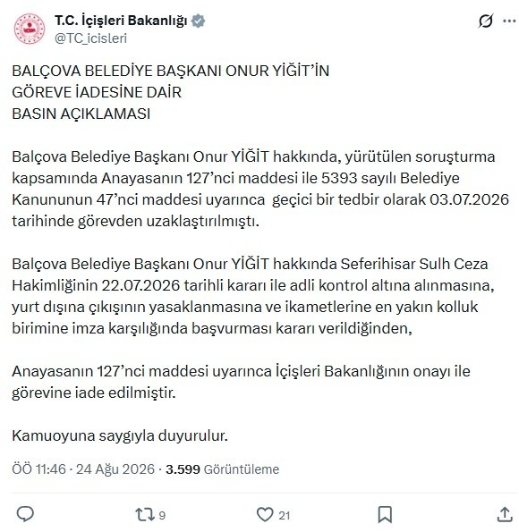 Balçova Belediye Başkanı Onur Yiğit,