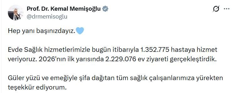 Sağlık Bakanı Kemal Memişoğlu, evde